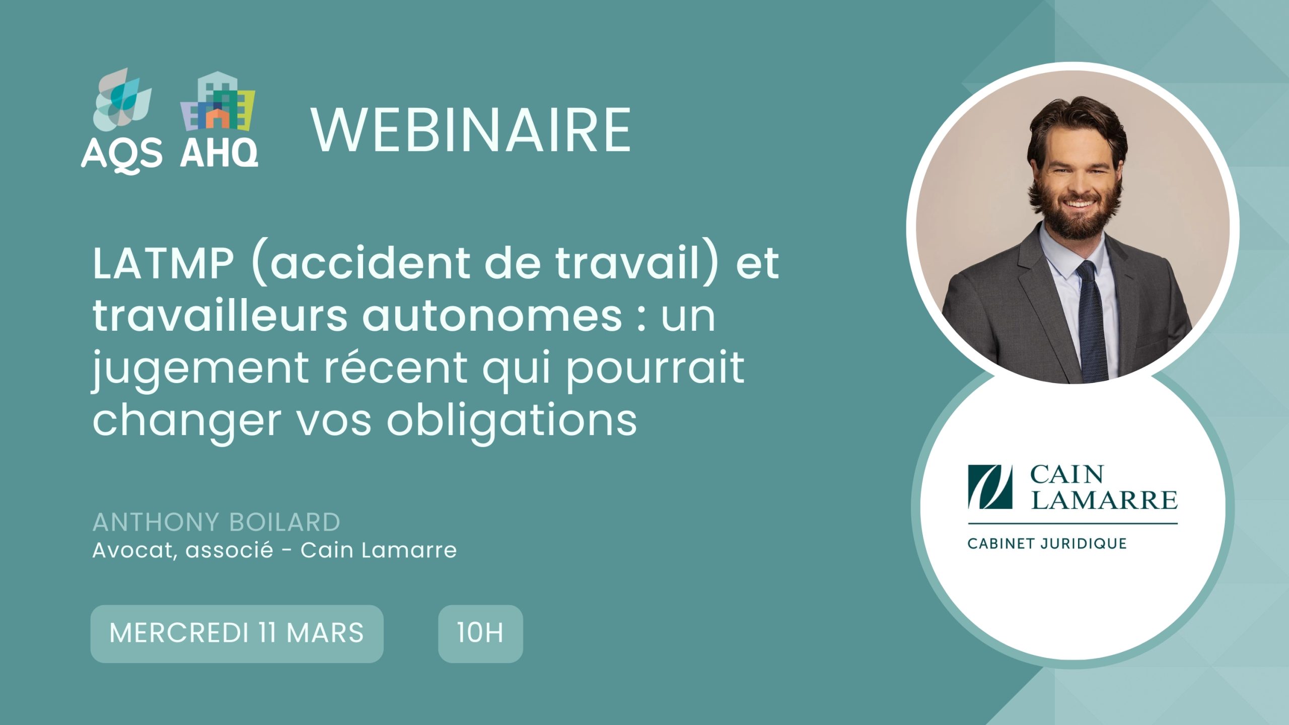 Webinaire : LATMP (accident de travail) et travailleurs autonomes : un jugement récent qui pourrait changer vos obligations