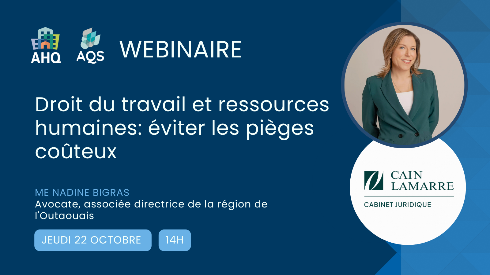 Webinaire Droit du travail et ressources humaines: éviter les pièges coûteux, présenté par Cain Lamarre